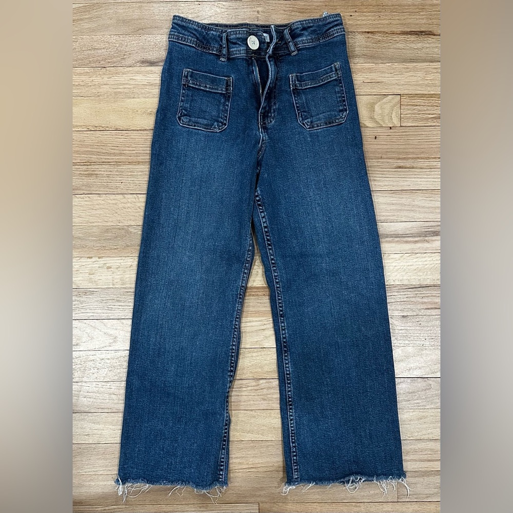 Zara Kids Patch Pocket Marine Straight Wide Jean size 11-12